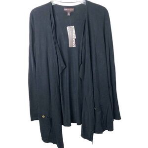 Dana Buchman NWT Women's Black Open Front Waterfall Cardigan Sweater Size Medium